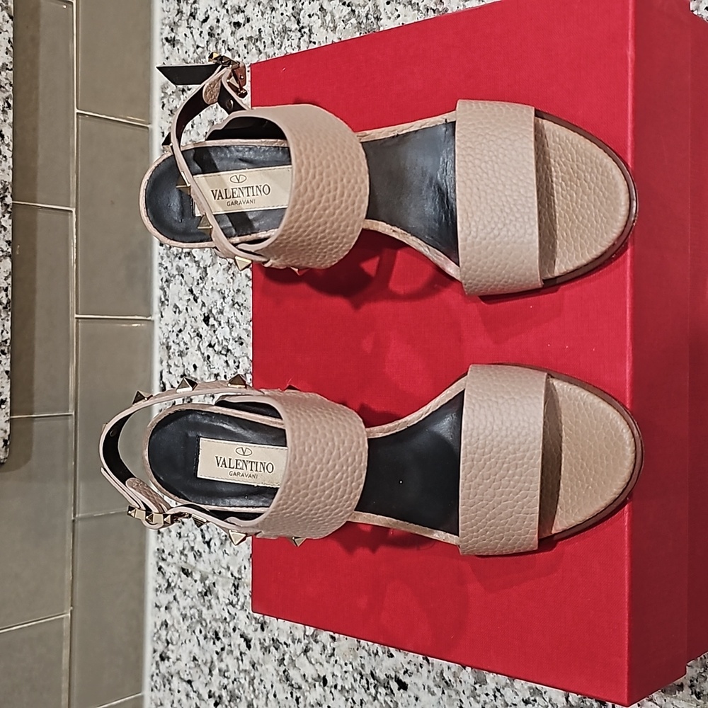 Valentino Studded Tan Sandles Size: 36 1/2